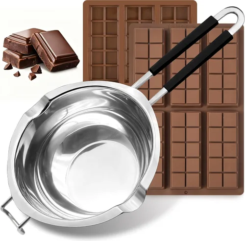 Vista 8 de Olla de doble caldera de 1000ML/1QT para derretir chocolate, juego de fabricación de velas de acero inoxidable 304 con espátula de silicona