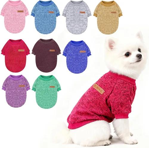 Vista 15 de Suéter clásico de punto para perro Idepet, abrigo de vellón suave, suéter para perro cálido y grueso, para invierno, prenda para perros y gatos
