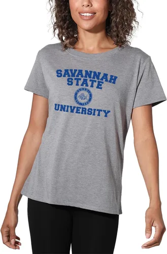 Vista 298 de Colección oficial de camisetas sueltas con logotipo de círculo envejecido universitario para mujer, jaspeado atlético