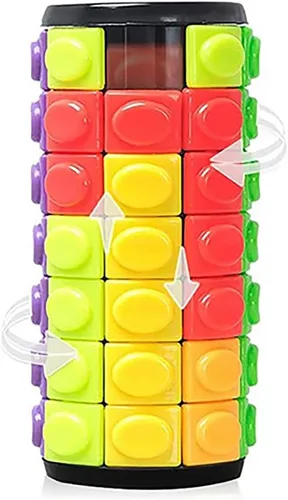 Vista 7 de Rompecabezas 3D de arco iris, cubo mágico, juguetes para la ansiedad, cilindro, giratorio, diapositiva, 3, 5, 7 capas, juegos educativos, regalo