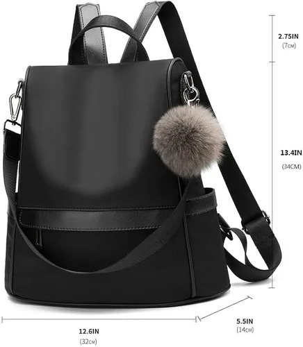 Vista 3 de Mochila para mujer de nailon, antirrobo, a la moda, casual, ligera, para viajes, escuela, bolsa de hombro