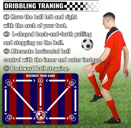 Vista 3 de Soccer Training Mat with Adjustable Soccer Trainer - Non-Slip Soccer Training Equipment for Kids Youth to Boost Speed, Strength & Coordination