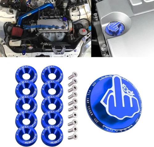 Vista 26 de x xotic tech Tapa de combustible para tanque de llenado de aceite de motor, patrón de dedo medio de aluminio, compatible con Honda y Acura (negro)