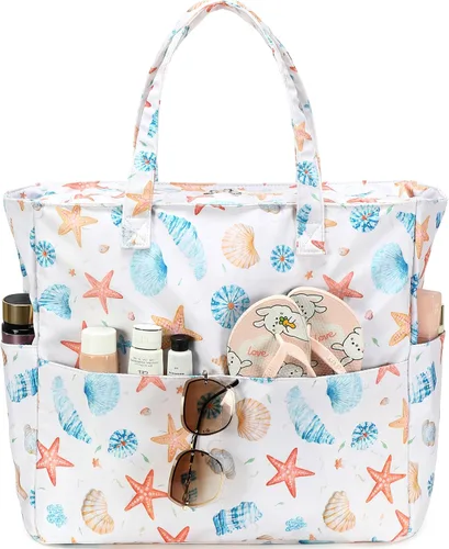 Bolso de playa LEDAOU impermeable a prueba de arena para mujer, bolso de playa con cremallera para piscina, gimnasio, viajes, con bolsillo húmedo