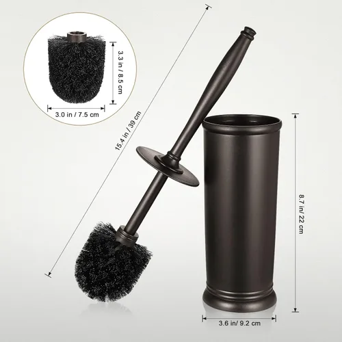 Vista 8 de Juego de Portaescobillas para Inodoro: Cepillo Limpiador de Inodoro de Limpieza Profunda para Bordes con Soporte para Baño Rv - Accesorios