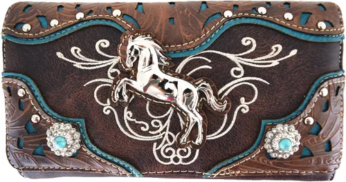 Vista 3 de Juego de monedero oculto de cuero con corte láser para caballo campo vaquera bolsos de hombro cartera
