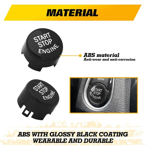 Vista 5 de x xotic tech Cubierta de Repuesto del Botón de Encendido del Interruptor de Motor de Arranque y Parada Deportivo Negro Compatible con BMW 2 3 4 5 6
