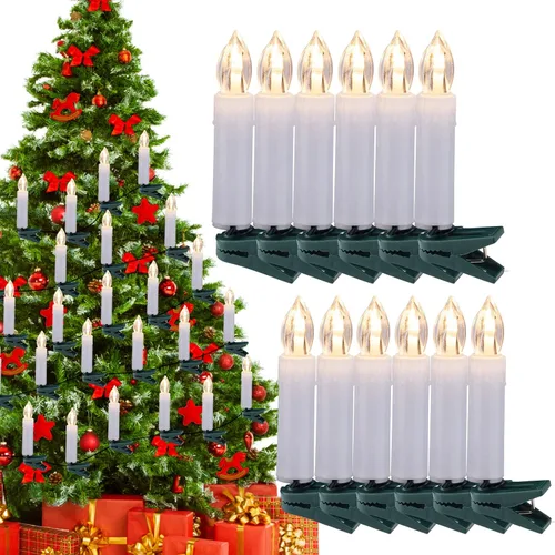 Vista 10 de Minetom 50LED Battery Operated Christmas Tree Candles, Flameless 48FT Clip On Lights with 8 Modes, Waterproof Warm White String for Xmas Holiday