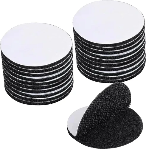 Vista 2 de Tiras de cinta autoadhesivas redondas de puntos grandes de 2 pulgadas, color negro, cinta adhesiva de montaje de doble cara, impermeable