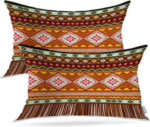 Vista 55 de Batmerry Autumn Maple Forest Throw Pillow Covers, Wooden Chair Houses Yellow Leaves Decorative Pillow Covers Digital Printing Blended Fabric for