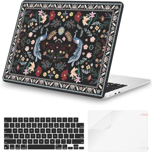 Vista 32 de iCasso para M4 MacBook Air de 13 pulgadas Funda 2025 2024-2022 M3 M2 Modelo A 3240 A3113 A2681, Funda de plástico de patrón protector resistente