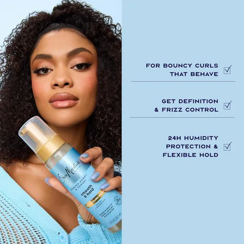 Vista 5 de SheaMoisture Manuka Honey & Yogurt Smooth & Hold Mousse para el cabello multipeinado para nutrición, 7.5 oz Suave, Multi-Estilo, Nutrición