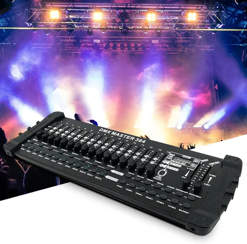 Vista 7 de SHEHDS Controlador de DJ 192 DMX Pantalla LCD Controlador DMX Equipo de DJ Controlador de luz de escenario, Luces Par, Luces de cabeza móvil, Pubs