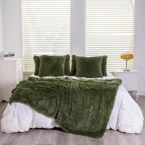 Vista 39 de YUSOKI manta de piel sintética extrasuave con pelos largos, transpirable, de 50 x 60 pulgadas, mullida, acogedora y cómoda, de microfibra de lujo