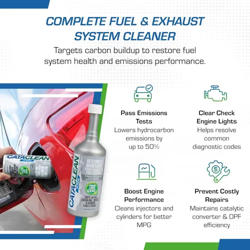 Vista 3 de Cataclean Limpiador de sistema de combustible y escape – Pasa pruebas de emisiones – Apaga luces de motor – Restaura convertidores catalíticos