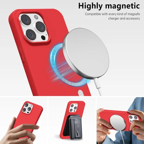 Vista 242 de oakxco Funda de silicona para iPhone 12 Pro Max, magnética, compatible con carga inalámbrica Magsafe, cubierta protectora de goma suave y delgada