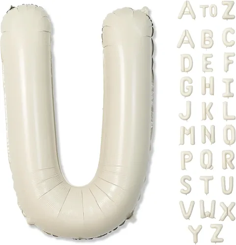Vista 72 de Globos beige de 40 pulgadas con números grandes 3, globos de helio de dígito 3 de color blanco marfil autoinflables para terceras niñas, globos