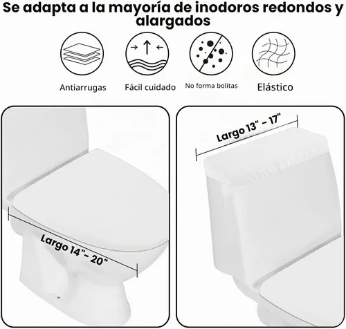 Vista 2 de Juego de tapa de inodoro y tapa de tanque de inodoro, funda de seda de leche para inodoro Blanco