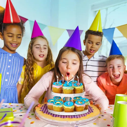 Vista 5 de 30 adornos para cupcakes de anime 2023 – Decoración comestible de feliz cumpleaños, hoja de oblea para decoración de tartas