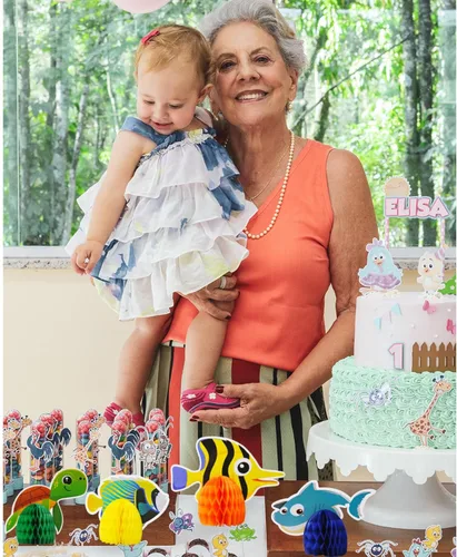 Vista 2 de 9 piezas de decoración de animales bajo el mar, centro de mesa de panal oceánico para decoraciones de fiestas temáticas, mesa, cumpleaños, playa