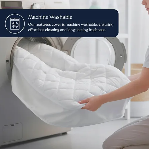 Vista 8 de Delara Protector de colchón acolchado 100% algodón orgánico, certificado GOTS, ultrasuave refrescante y transpirable, acolchado de felpa de 400 GSM