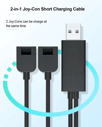 Vista 4 de SYACHI Joycon Charger Cable for Switch, Portable Joycon USB Charger Cable Short for Nintendo Switch Controller Charger with LED Indicator Replaces