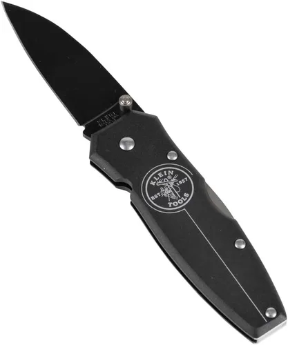 Vista 2 de Klein Tools 44001-BLK Cuchillo de bloqueo ligero con hoja de punto de caída de 2-1/2 pulgadas y mango de aluminio negro
