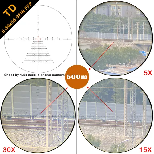 Vista 2 de WestHunter Optics TD 5-30x56 SFIR FFP Precision 1/10 MIL Riflescope para disparos de competición, torreta de parada cero iluminada, primer plano
