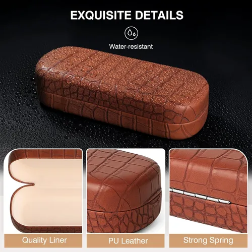 Vista 6 de Marvolia Estuche para gafas de sol, funda rígida grande de piel sintética para gafas de sol