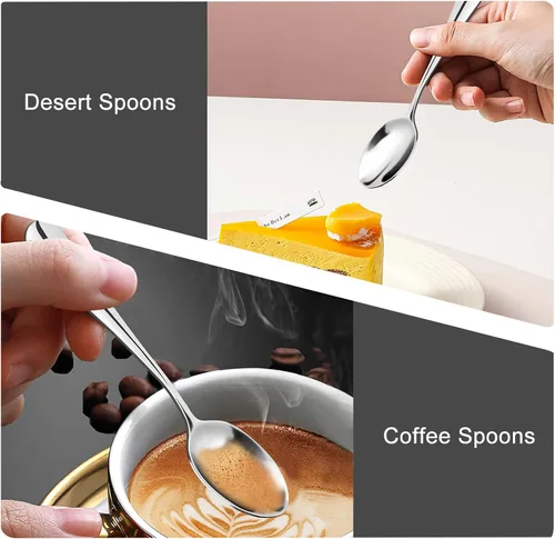 Vista 5 de Demitasse Café Expreso, Mini café Cuchara, Acero inoxidable 1810Pequeño cucharas para cucharas de postre, té, 6, Plateado