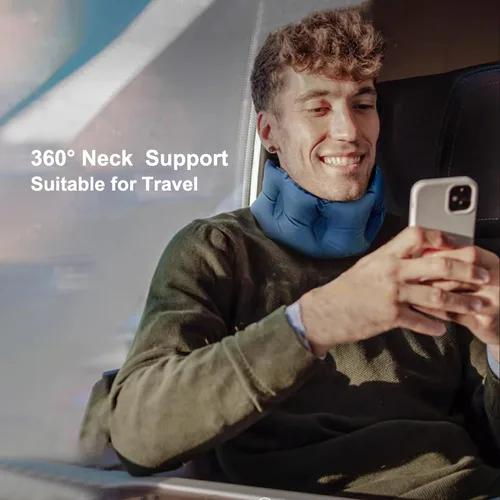 Vista 3 de Avión inflable de la almohada del cuello, almohadas inflables del viaje para los aviones La almohada ultra portátil del cuello para el vuelo