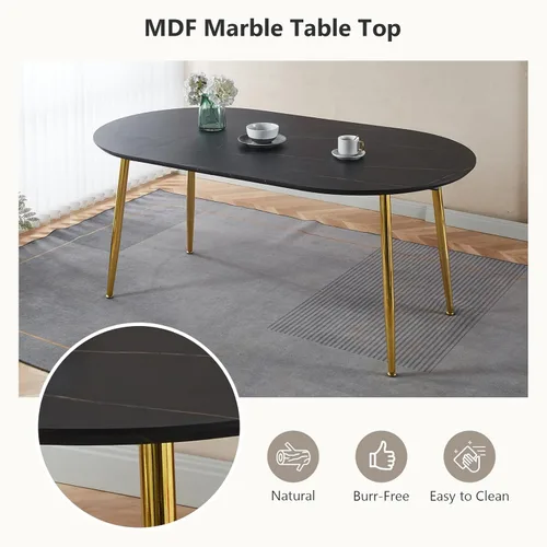 Vista 6 de Mesa de comedor redonda extensible de 70 pulgadas para 4 y 6 pulgadas, moderna mesa de comedor ovalada, mesa de comedor grande expandible