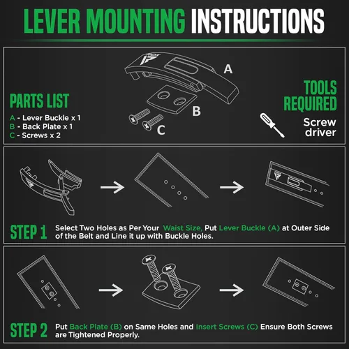 Vista 5 de RDX Hebilla de palanca de repuesto para correas de levantamiento de pesas y levantamiento de pesas, cierre de cierre de cierre de repuesto