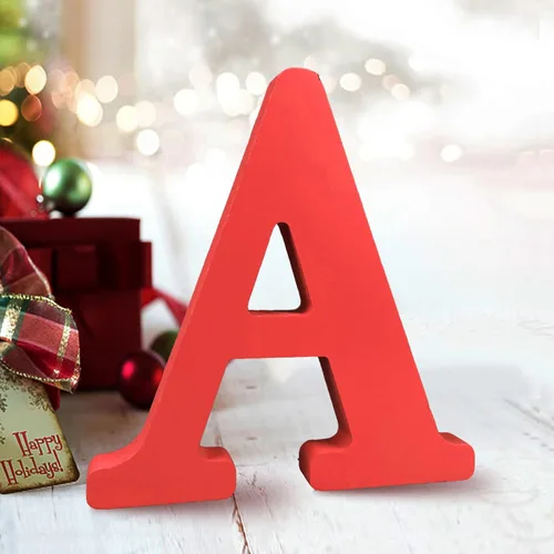 Vista 8 de AOCEAN - Letras de madera rojas de 6 pulgadas, letras de madera sin terminar para decoración de pared, letras decorativas en pie, cortes de letras