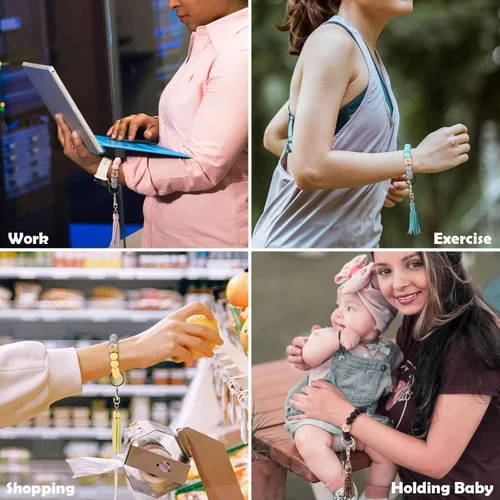 Vista 4 de Llavero pulsera Cadenas de pulsera con cuentas de silicona