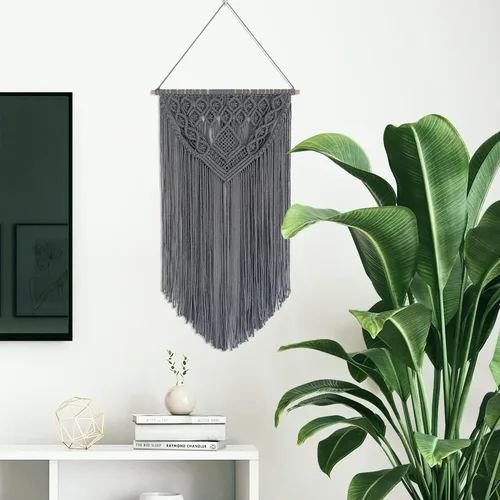 Vista 7 de Winterdemoon Tapiz tejido bohemio para colgar en la pared de macramé, decoración del hogar