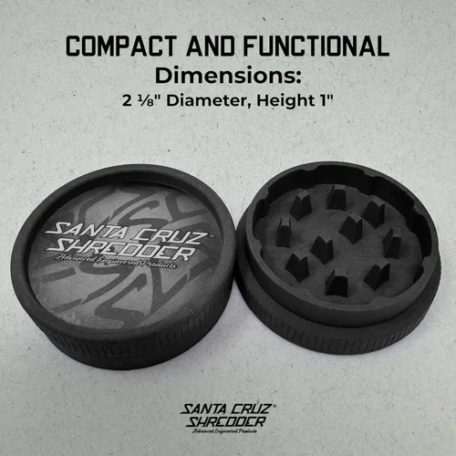 Vista 4 de Santa Cruz Shredder Molinillo para hierbas con parte superior moleteada para un agarre más fuerte, 2 piezas, mediano 2.2 (negro)