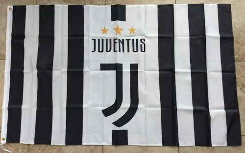 Juventus Bandera de fútbol del club de fútbol Italia Calcio blanco y negro 3x5ft (150x90cm) Futbol