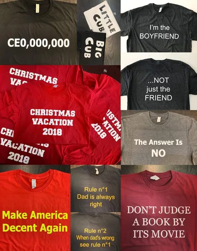 Vista 4 de Camisetas personalizadas ultra suaves para añadir tu propio mensaje de texto para adultosjóvenes, unisex, de algodón, uniforme