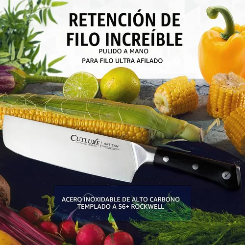 Vista 5 de Cutluxe Cuchillo Nakiri, cuchillo vegetal de 7 pulgadas para picar, cortar