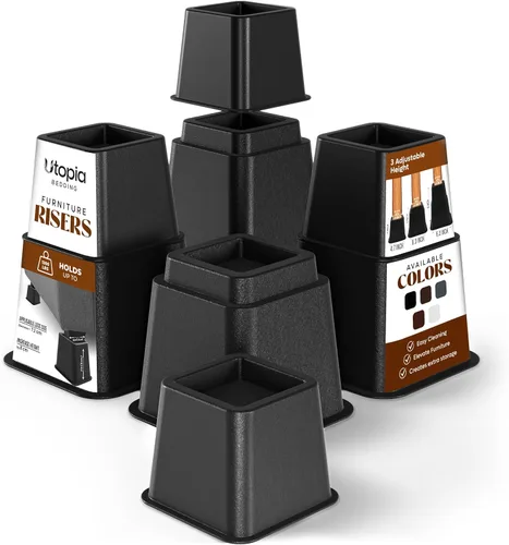 Utopia Bedding - Elevadores de cama ajustables de 3, 5, 8 pulgadas - Juego de 4 elevadores de muebles resistentes para camas, sofá y escritorio -