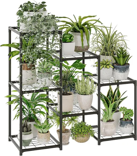 Vista 13 de Bamworld - Soporte grande de maderas para plantas de exterior, macetero grande para sala de estar, patio, balcón y jardín