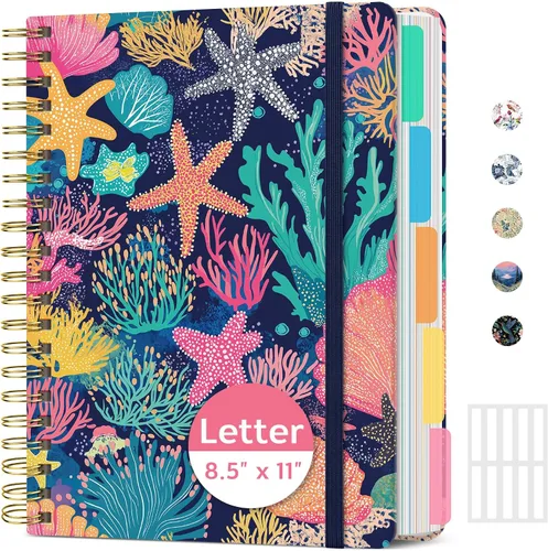 Vista 15 de Taja Cuadernos de espiral para trabajo de 5 materias con divisores K - Vórtice rosa