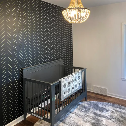 Vista 4 de STENCILIT Herringbone Simple Wall Stencil - XL Stencil 22x40 In, Geometric Wall Stencils for Painting Large Pattern, Modern Large Wall Stencils