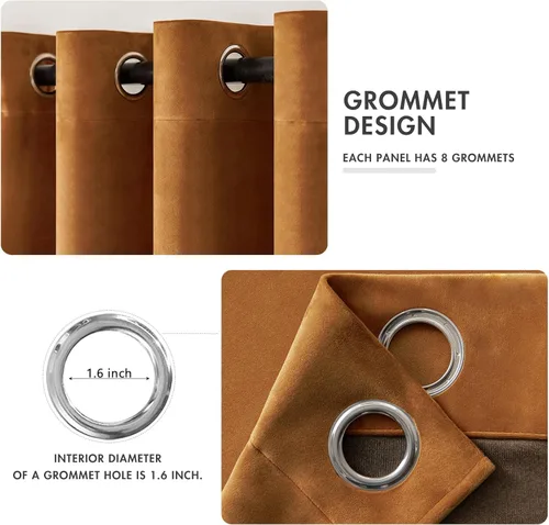 Vista 2 de MIULEE - Cortinas opacas de terciopelo, térmicas e insonorizadas, con ojales, elegantes, para decoración de otoño, para sala de estar y dormitorio