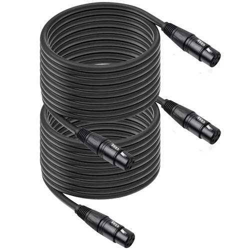 Vista 17 de Paquete de 2 cables de micrófono XLR macho a macho de 3 pines, cable de audio equilibrado profesional con cobre sin oxígeno, conectores chapados