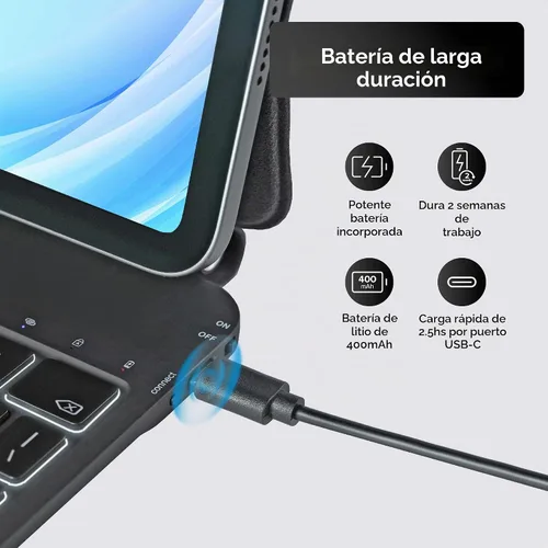 Vista 3 de mobee Magic Keyboard Funda para iPad de 10.9 pulgadas (2022) y iPad 11ª (A16, 2025), funda magnética con teclado con trackpad multitáctil Negro