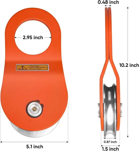 Vista 3 de TICONN 10 Ton Winch Snatch Block Towing Pulley Blocks 22,000 LBS Capacity, Heavy Duty Offroad Recovery Accessory for Truck, Tractor, ATV & UTV