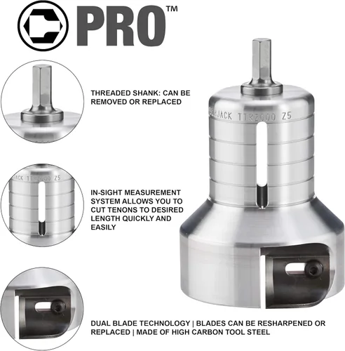 Vista 2 de Lumberjack Tools Cortador de espiga para muebles de troncos, 1 pulgada de diámetro, serie Pro mecanizada a partir de un palanquilla de aluminio