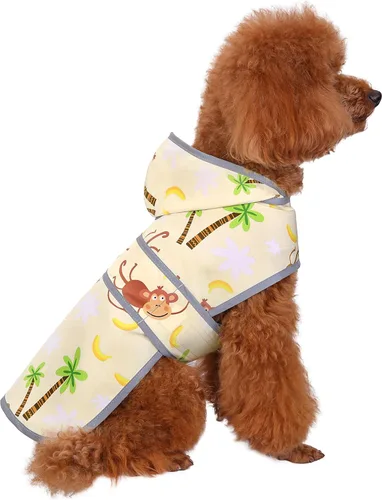 Vista 40 de Chubasqueros para perros pequeños, cachorros, chaqueta impermeable con capucha con tiras reflectantes, agujero para correa y poncho de ajuste